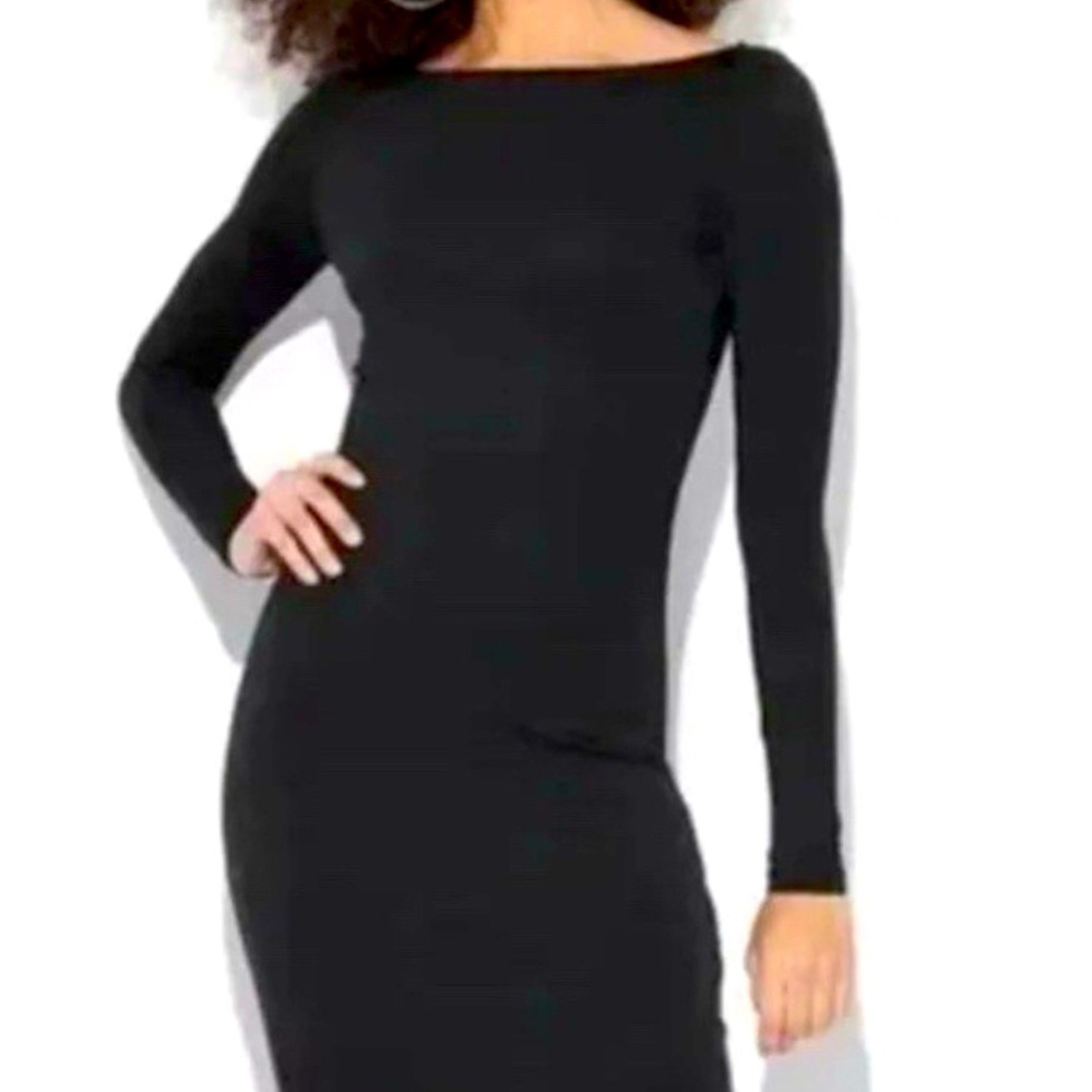 New Wild Fable Women's M Medium Dress‎ Black Long Sleeve Knit Midi